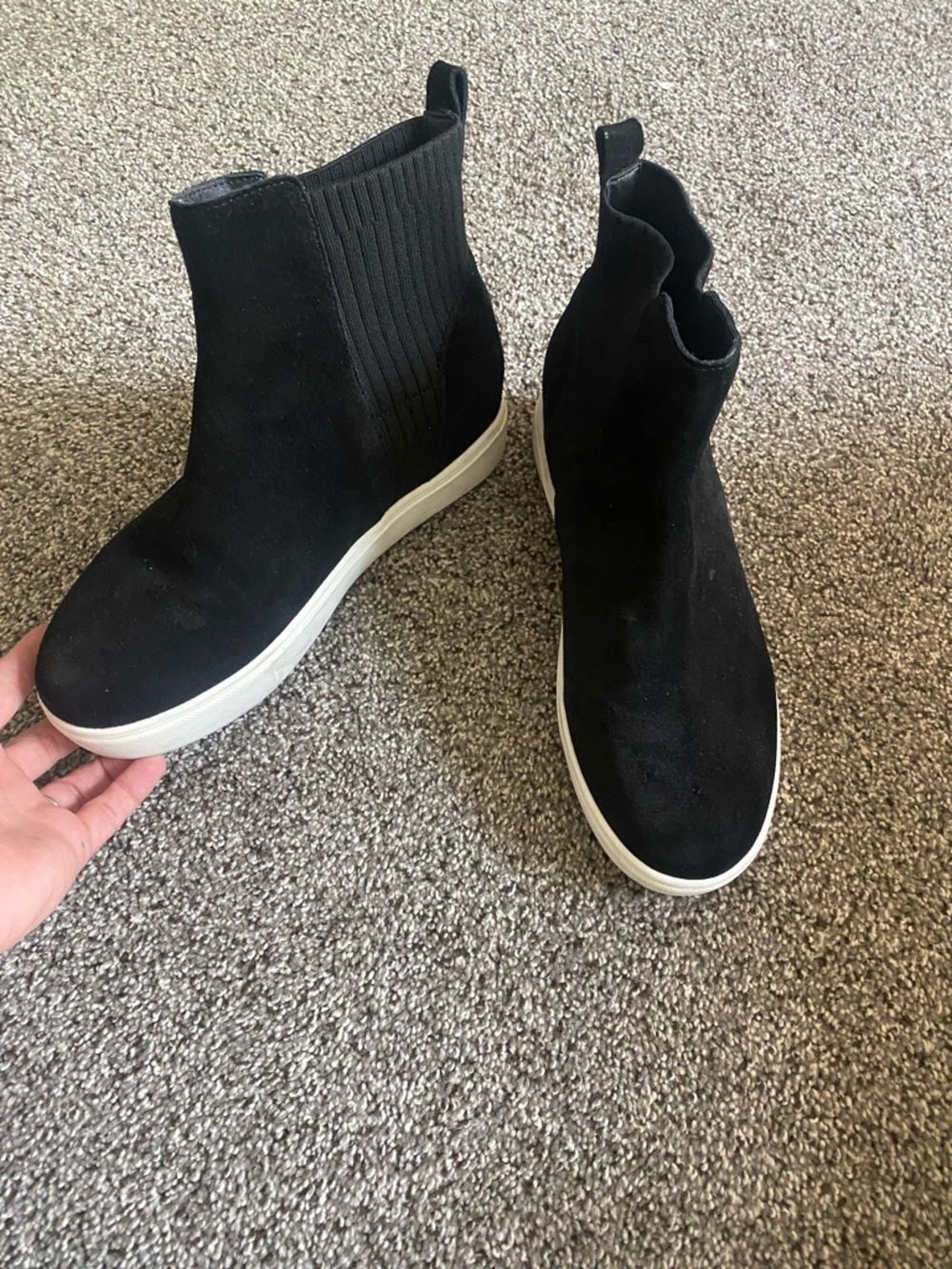 Steve Madden Black Suede Slip-On Wedge Sneakers